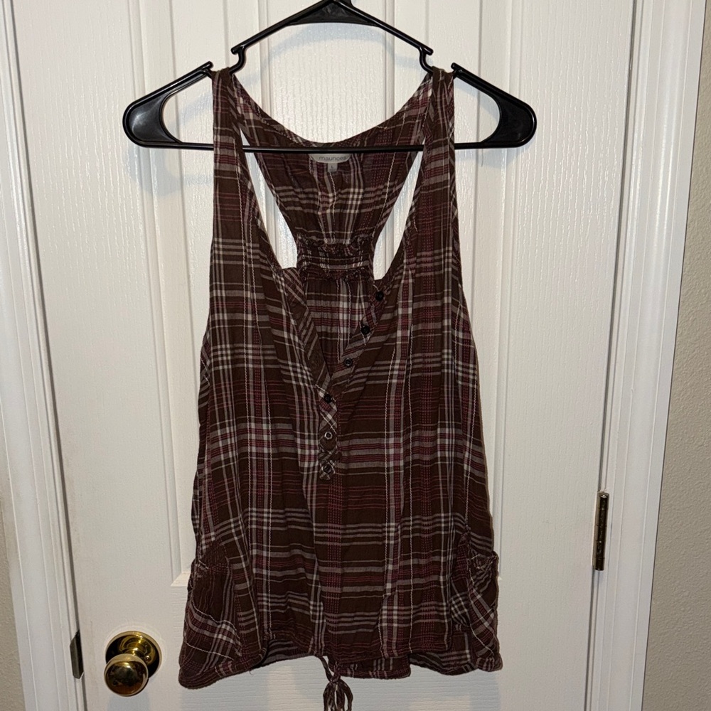 Maurices Brown Plaid Tank Top